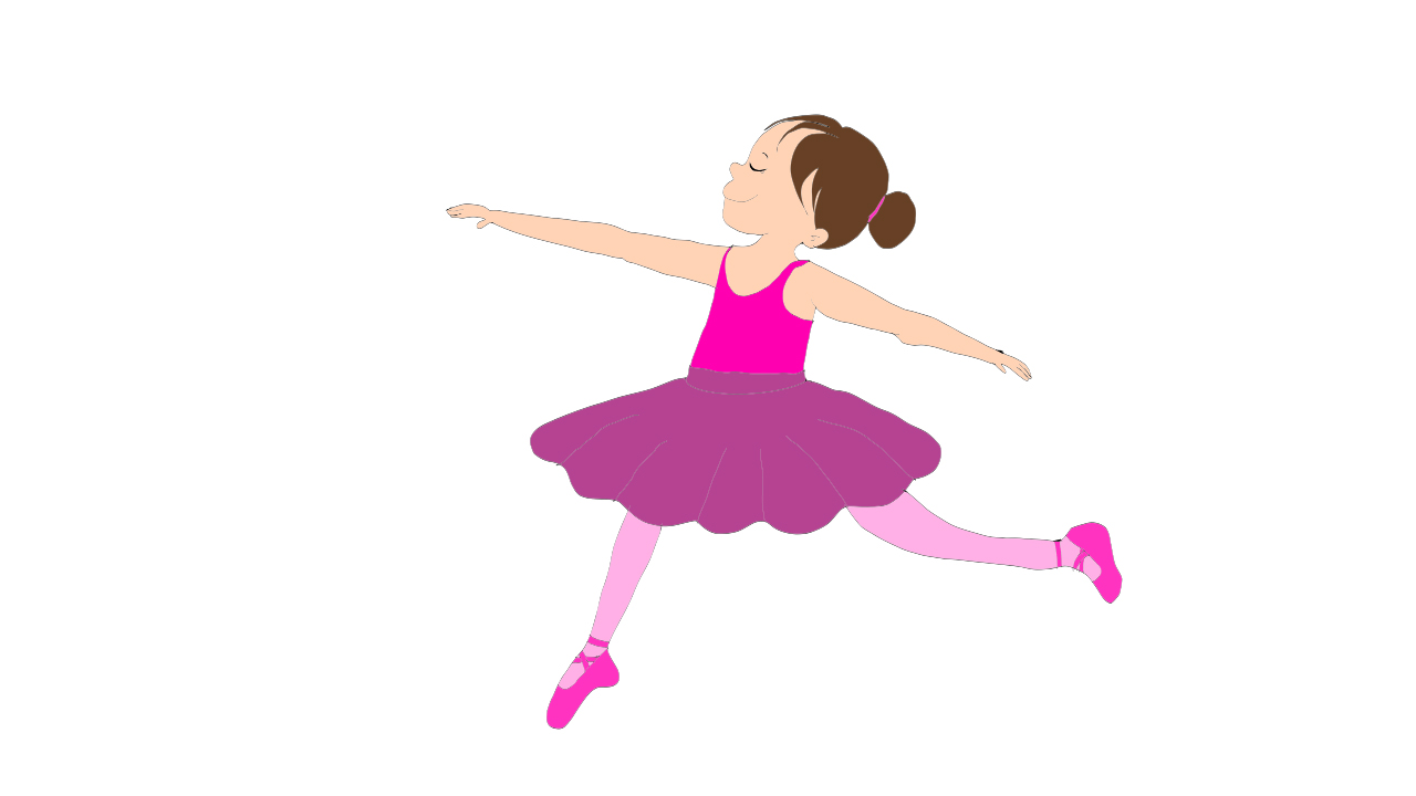 Simple drawing of a ballerina in a pink tutu.