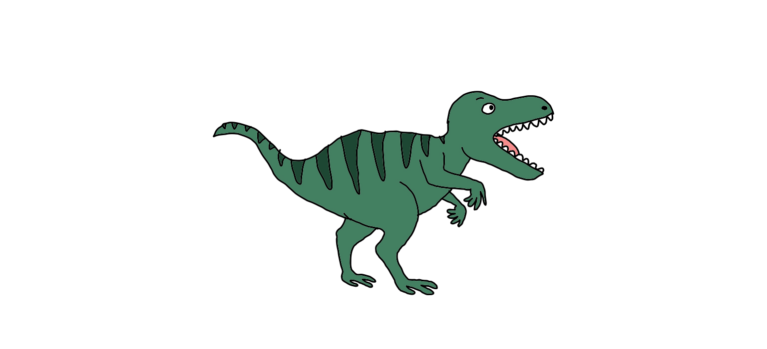 Green T-Rex dinosaur illustration.