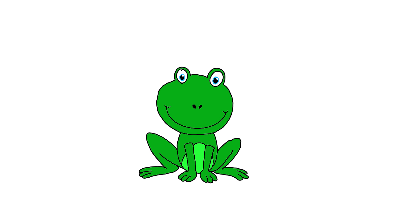 Simple green frog illustration.